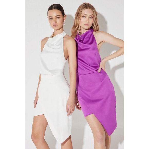 NWT ELLIATT Satin Orchid Fuchsia Mini Dress Size Large - Picture 1 of 13